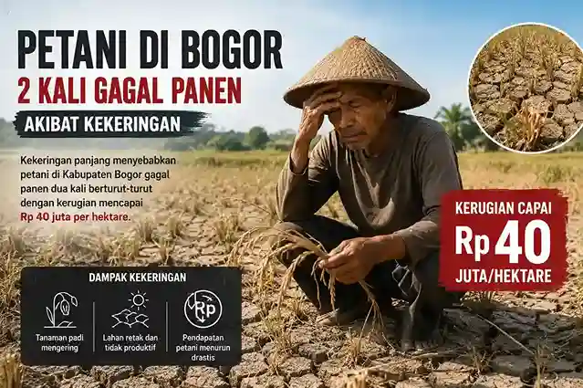 Petani Bogor Gagal Panen Dua Kali, Rugi Puluhan Juta Akibat Kekeringan