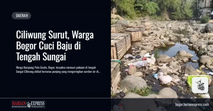 Ciliwung Surut, Warga Bogor Cuci Baju di Tengah Sungai