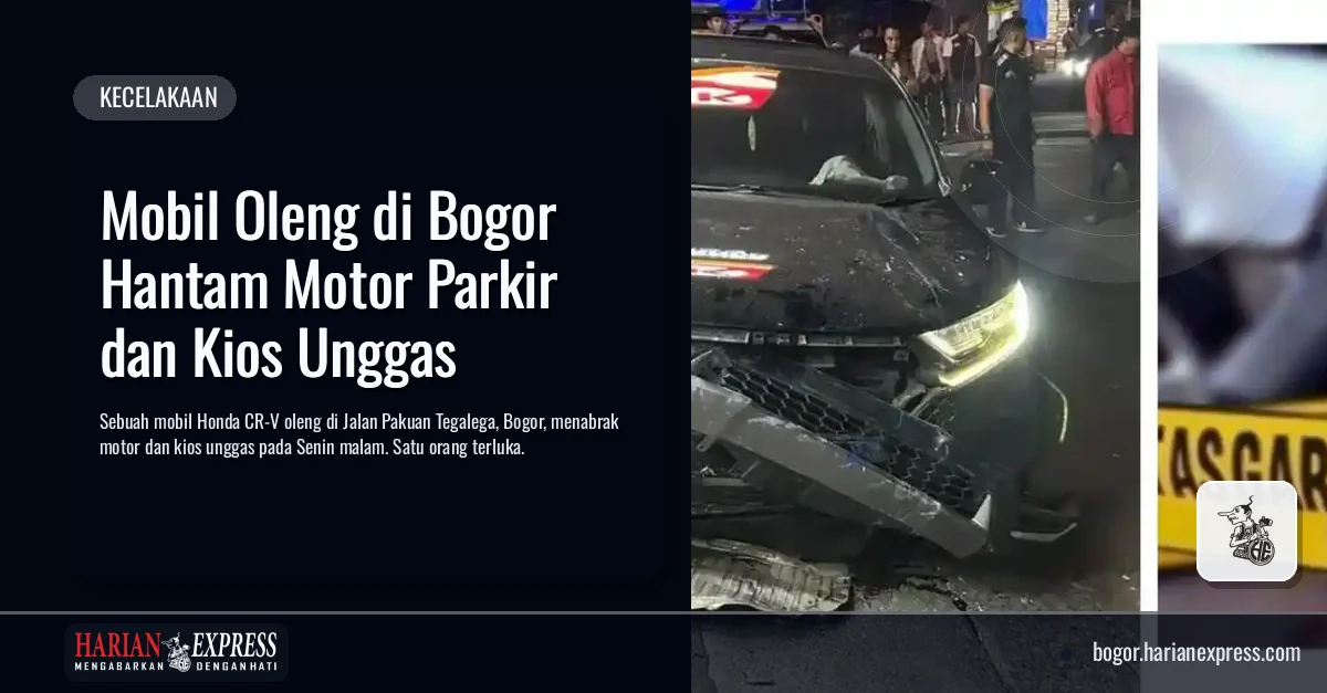 Mobil Oleng di Bogor Hantam Motor Parkir dan Kios Unggas