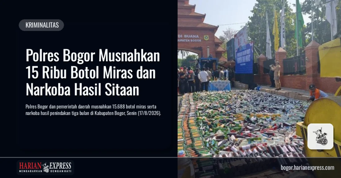 Polres Bogor Musnahkan 15 Ribu Botol Miras dan Narkoba Hasil Sitaan
