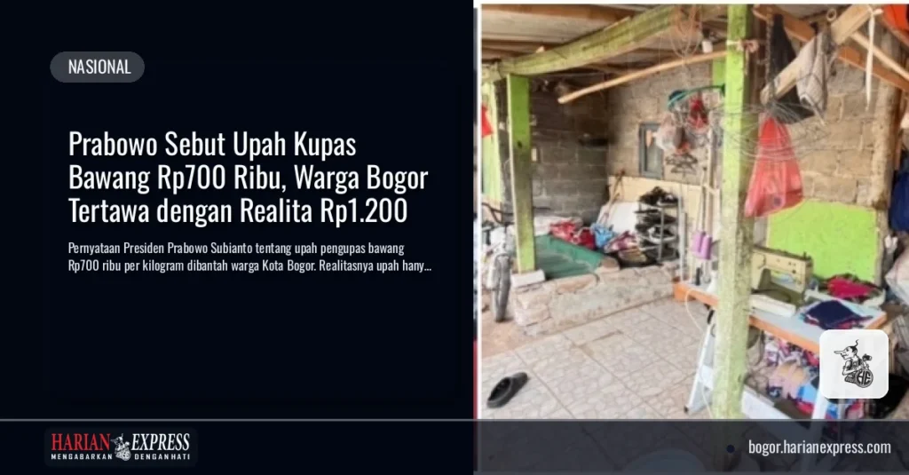 Prabowo Sebut Upah Kupas Bawang Rp700 Ribu, Warga Bogor Tertawa dengan Realita Rp1.200