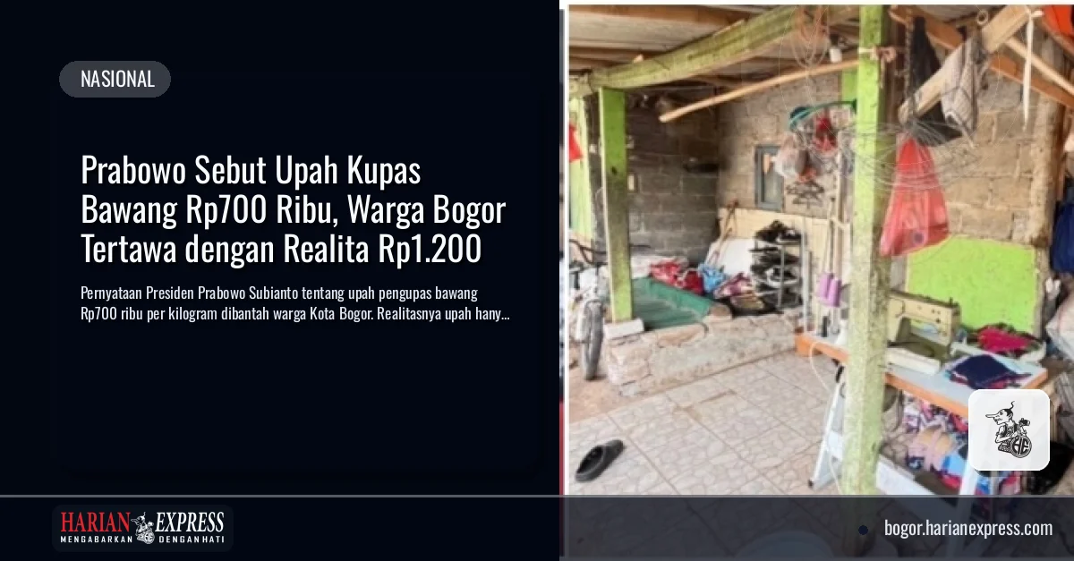 Prabowo Sebut Upah Kupas Bawang Rp700 Ribu, Warga Bogor Tertawa dengan Realita Rp1.200