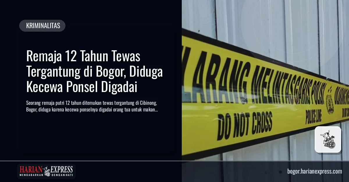 Remaja 12 Tahun Tewas Tergantung di Bogor, Diduga Kecewa Ponsel Digadai