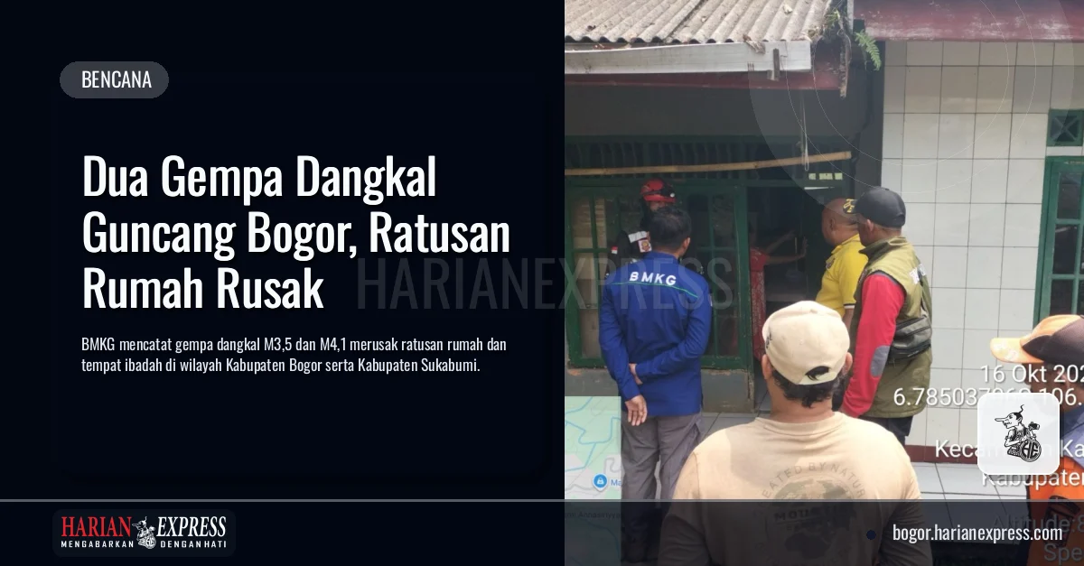 Dua Gempa Dangkal Guncang Bogor, Ratusan Rumah Rusak