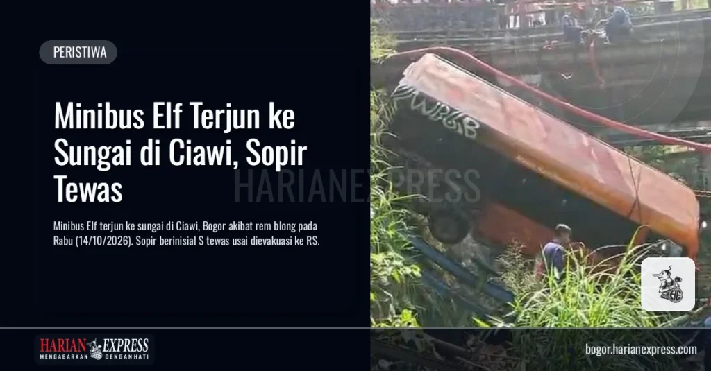 Minibus Elf Terjun ke Sungai di Ciawi, Sopir Tewas