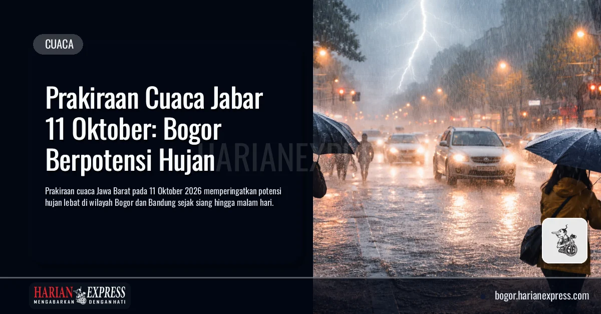 Prakiraan Cuaca Jabar 11 Oktober: Bogor Berpotensi Hujan